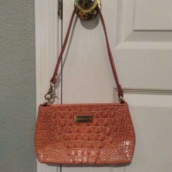 Brahmin Lorelei Dusty Orange Melborne Crocodile Embossed Leather Shoulder Bag - Picture 1 of 11